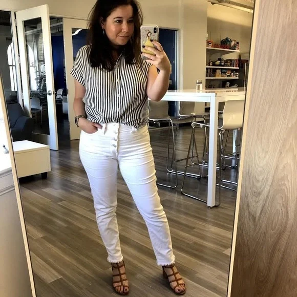 Madewell 10" High-Rise Skinny White Step-Hem Jeans NWT 26 2 - Picture 4 of 12